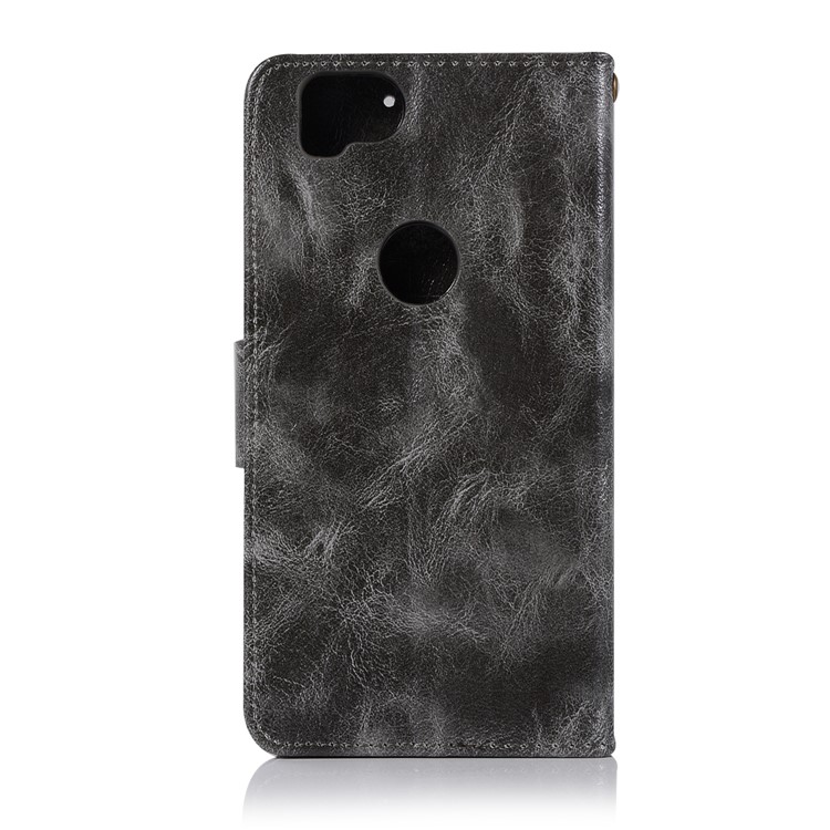 Premium Vintage PU Leather Wallet Stand Cover for Google Pixel 2 - Grey-3