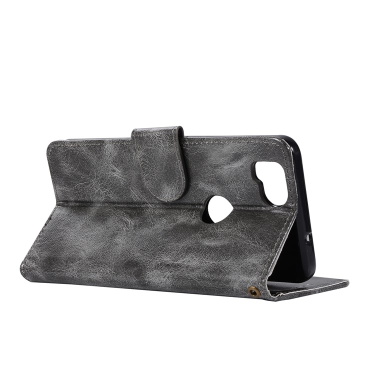Premium Vintage PU Leather Wallet Stand Cover for Google Pixel 2 - Grey-6