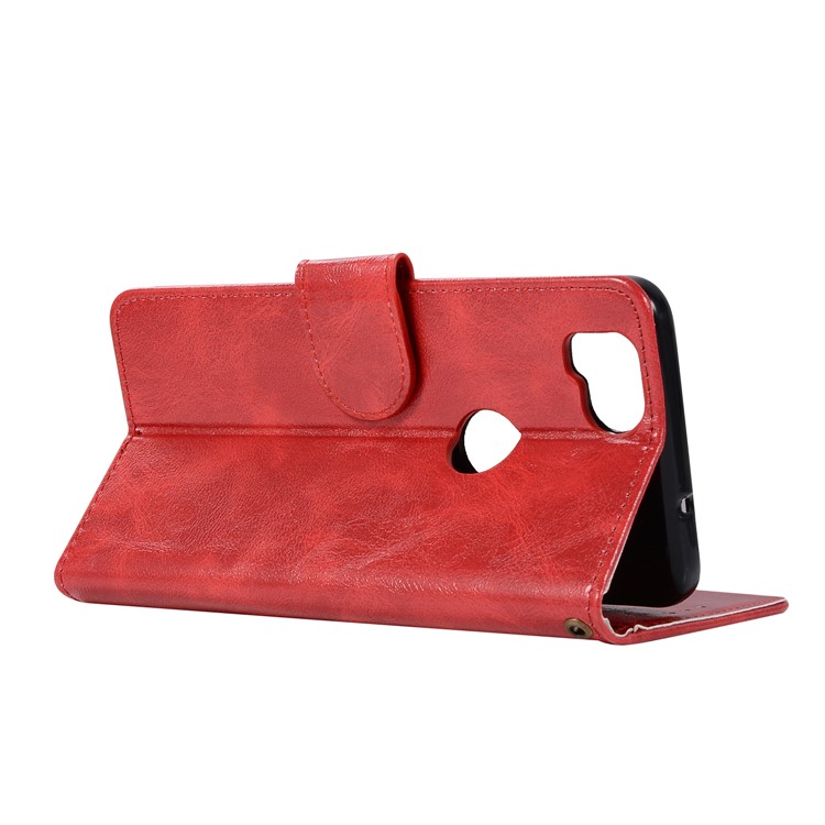 Premium Vintage PU Leather Wallet Stand Shell for Google Pixel 2 - Red-6