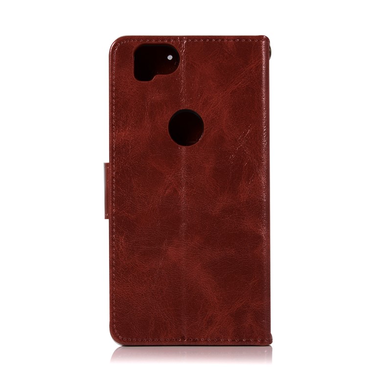 Premium Vintage PU Leather Wallet Stand Mobile Phone Case for Google Pixel 2 - Wine Red-3