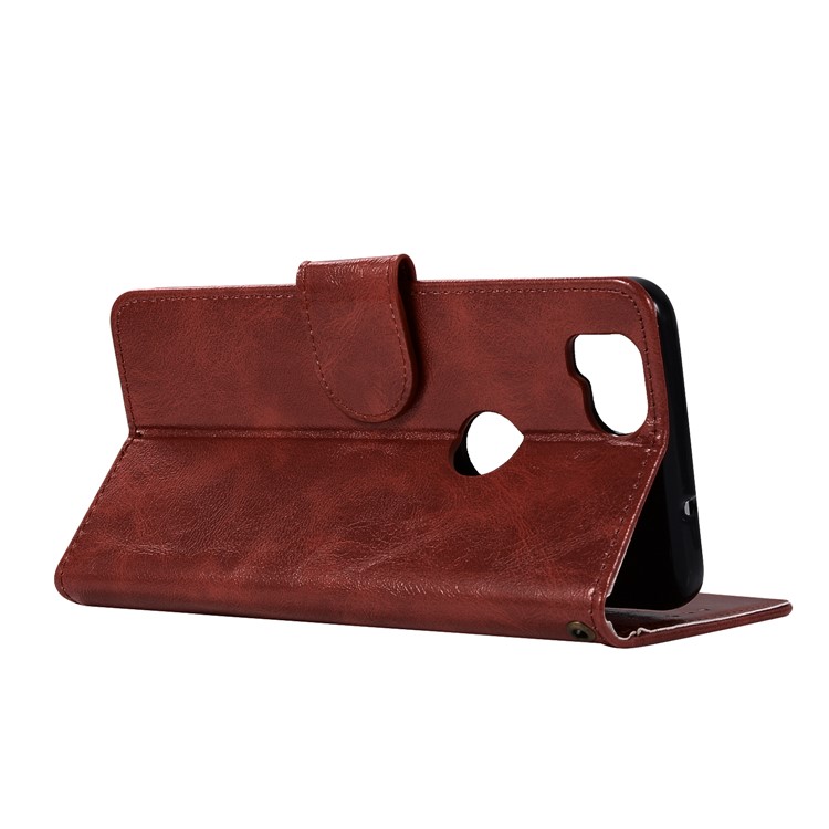 Premium Vintage PU Leather Wallet Stand Mobile Phone Case for Google Pixel 2 - Wine Red-6