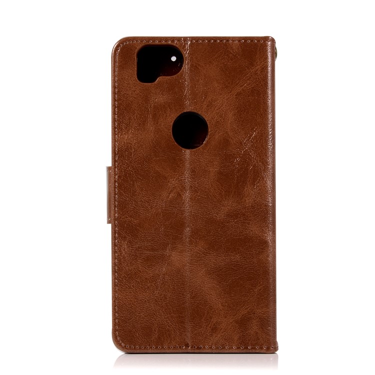 Premium Vintage PU Leather Wallet Stand Cell Phone Case for Google Pixel 2 - Coffee-3