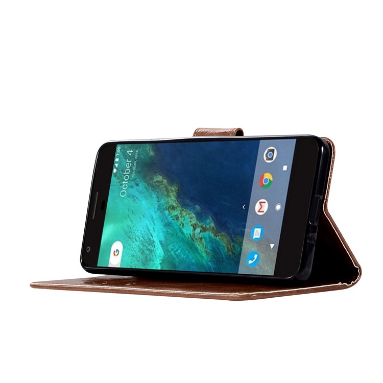 Premium Vintage PU Leather Wallet Stand Cell Phone Case for Google Pixel 2 - Coffee-5