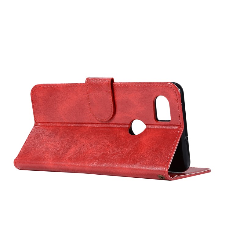 Premium Vintage PU Leather Wallet Stand Shell for Google Pixel 2 XL / XL2 - Red-6