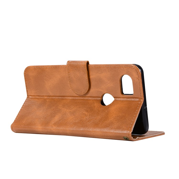 Premium Vintage PU Leather Wallet Stand Casing for Google Pixel 2 XL / XL2 - Brown-6