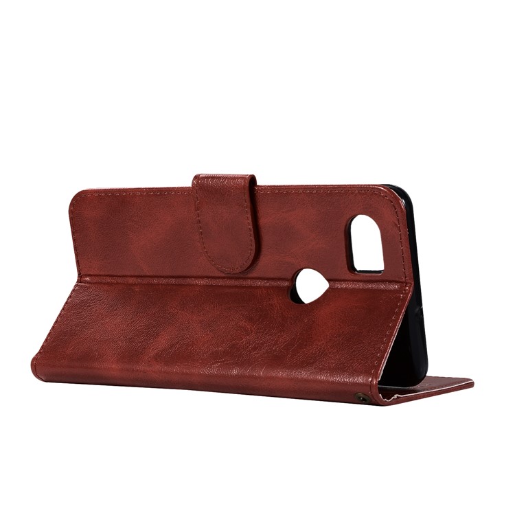 Premium Vintage PU Leather Wallet Stand Mobile Phone Case for Google Pixel 2 XL / XL2 - Wine Red-6