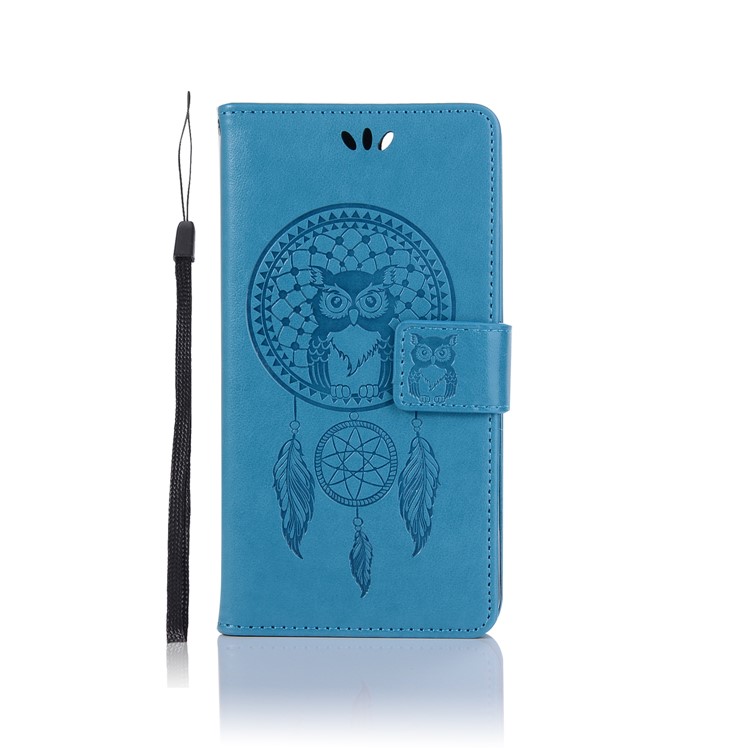 Imprint Dream Catcher Owl Magnetic Wallet PU Leather Stand Cell Phone Cover for Google Pixel 2 - Blue-2