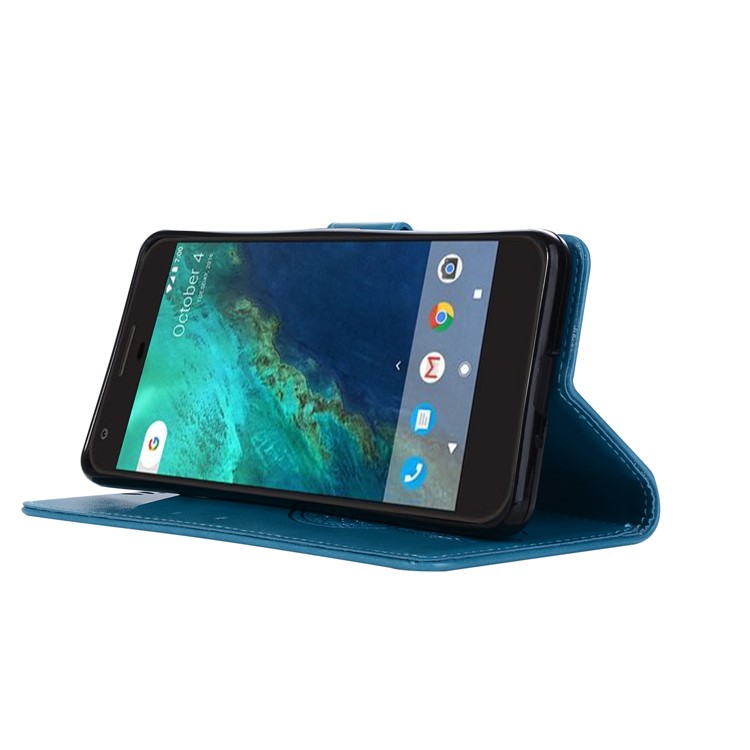 Imprint Dream Catcher Owl Magnetic Wallet PU Leather Stand Cell Phone Cover for Google Pixel 2 - Blue-6