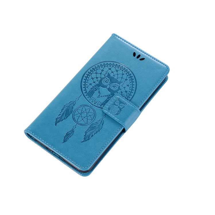 Imprint Dream Catcher Owl Magnetic Wallet PU Leather Stand Cell Phone Cover for Google Pixel 2 - Blue-7