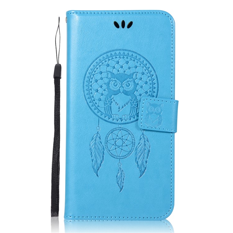 For Google Pixel 2 XL/Pixel XL2 Imprint Dream Catcher Owl Magnetic Wallet PU Leather Shell - Blue-2