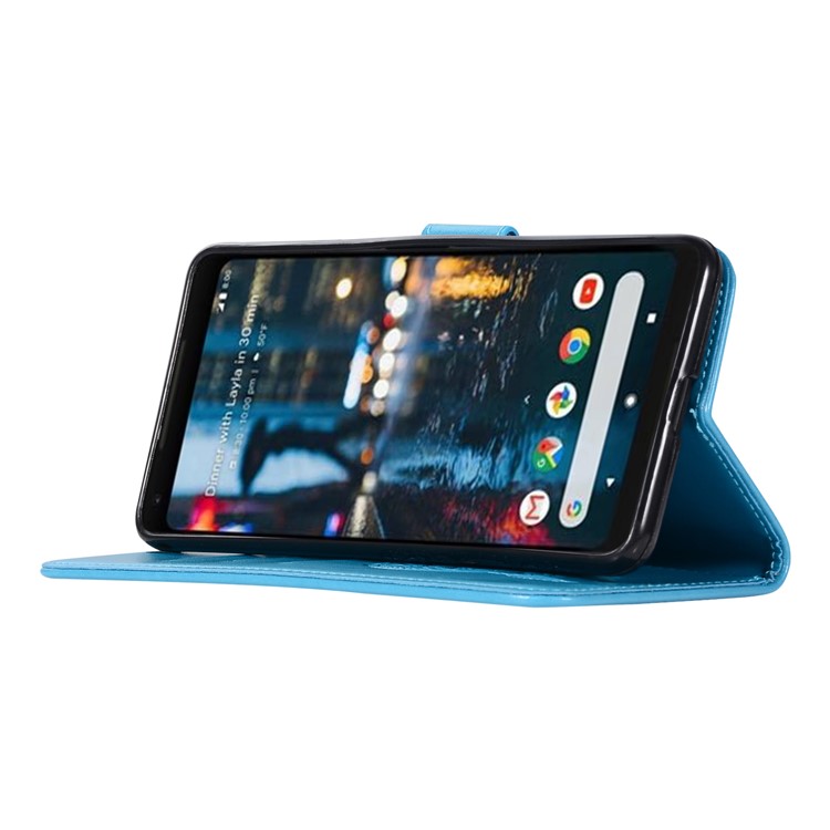 For Google Pixel 2 XL/Pixel XL2 Imprint Dream Catcher Owl Magnetic Wallet PU Leather Shell - Blue-5