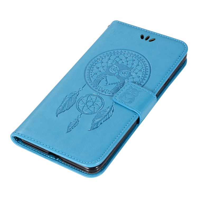 For Google Pixel 2 XL/Pixel XL2 Imprint Dream Catcher Owl Magnetic Wallet PU Leather Shell - Blue-7