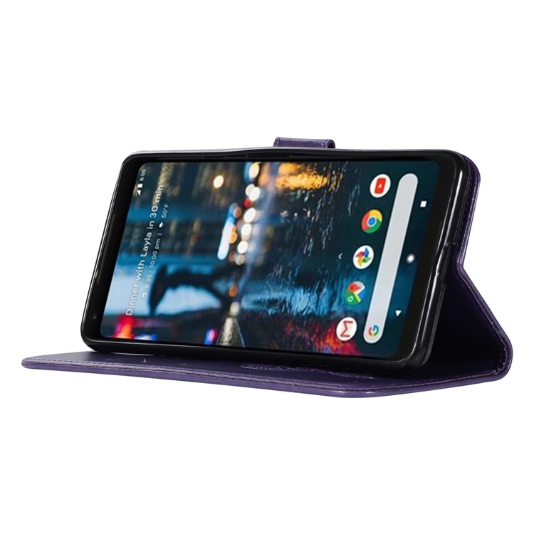 Imprint Dream Catcher Owl Magnetic Wallet PU Leather Stand Protective Case for Google Pixel 2 XL/Pixel XL2 - Purple-5
