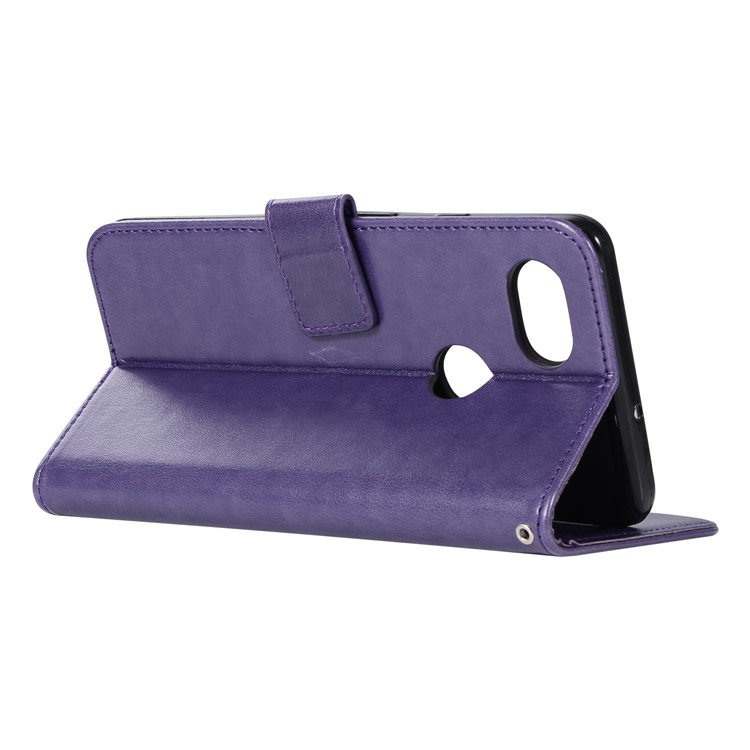 Imprint Dream Catcher Owl Magnetic Wallet PU Leather Stand Protective Case for Google Pixel 2 XL/Pixel XL2 - Purple-6