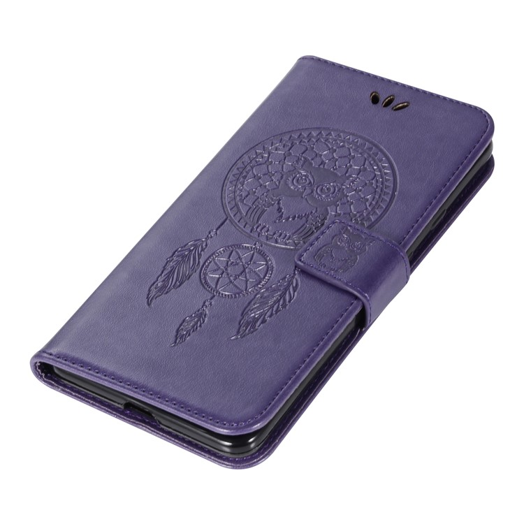 Imprint Dream Catcher Owl Magnetic Wallet PU Leather Stand Protective Case for Google Pixel 2 XL/Pixel XL2 - Purple-7