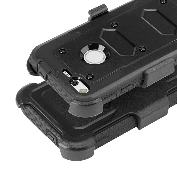 2-in-1 Heavy Duty PC + TPU Belt Clip Kickstand Cover for Google Pixel - Black-2