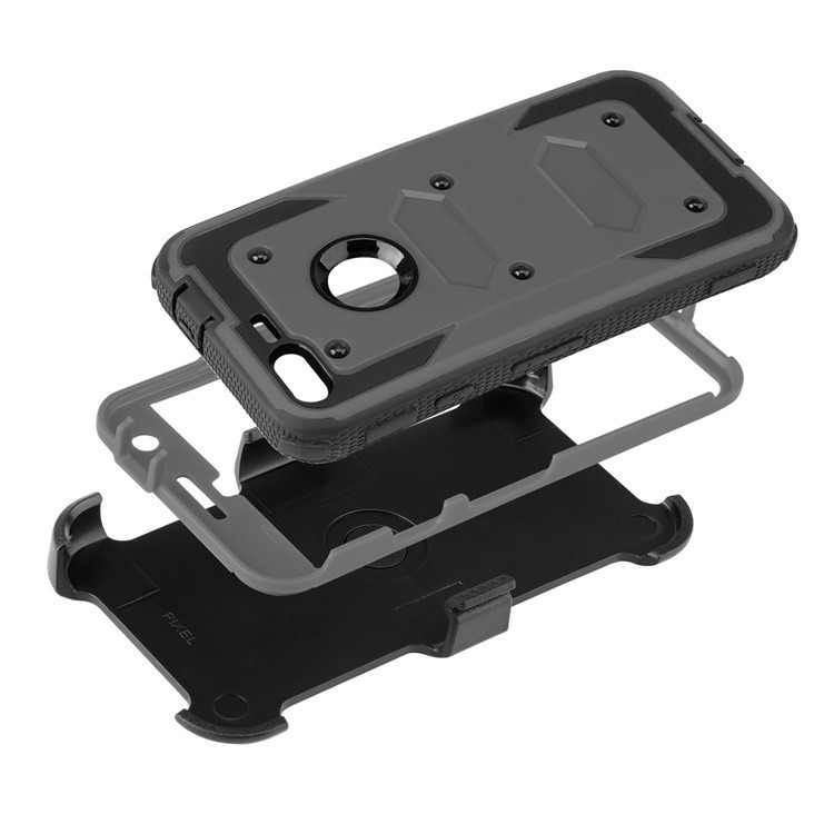2-in-1 Heavy Duty PC + TPU Belt Clip Kickstand Cover for Google Pixel - Black-4