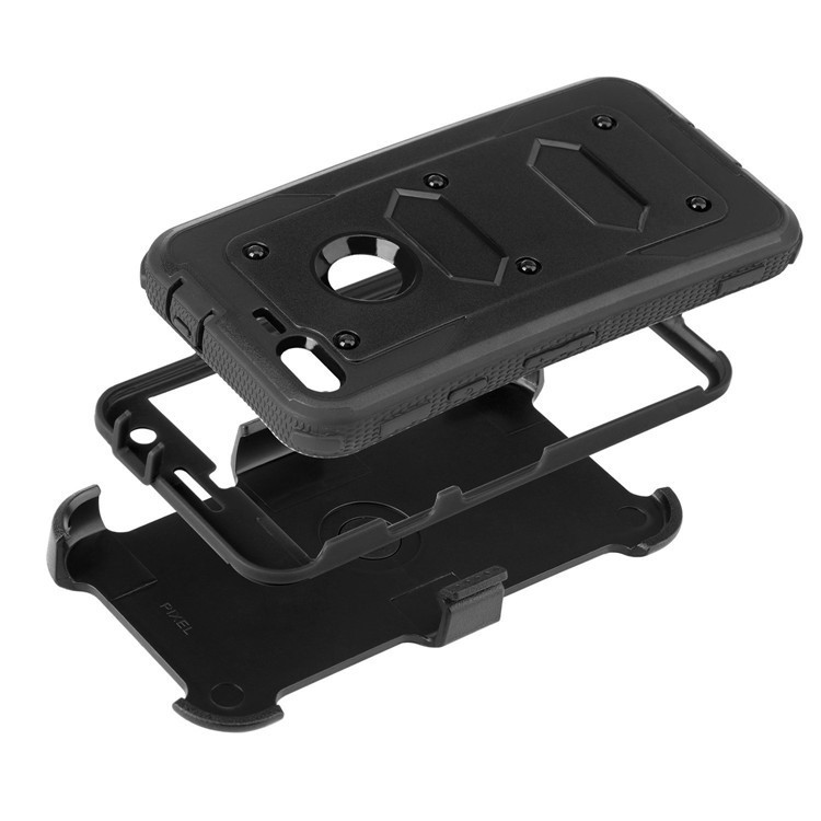 2-in-1 Heavy Duty PC + TPU Belt Clip Kickstand Cover for Google Pixel - Black-6