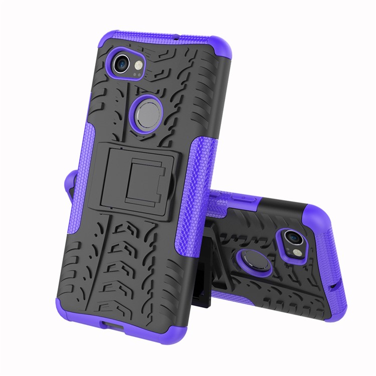 Tire Pattern Kickstand PC + TPU Hybrid Mobile Casing for Google Pixel 2 XL/XL2 - Purple-2