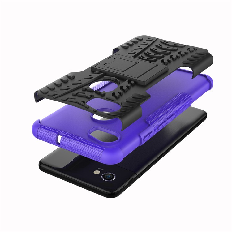 Tire Pattern Kickstand PC + TPU Hybrid Mobile Casing for Google Pixel 2 XL/XL2 - Purple-3