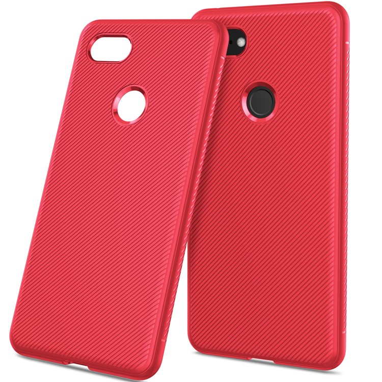 Twill Texture TPU Back Mobile Case for Google Pixel 3 - Red-1