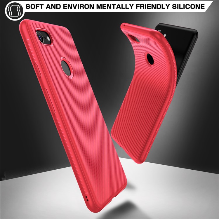 Twill Texture TPU Back Mobile Case for Google Pixel 3 - Red-2