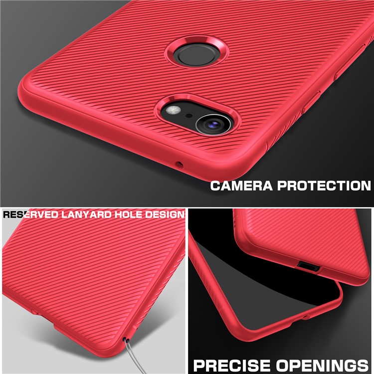 Twill Texture TPU Back Mobile Case for Google Pixel 3 - Red-3