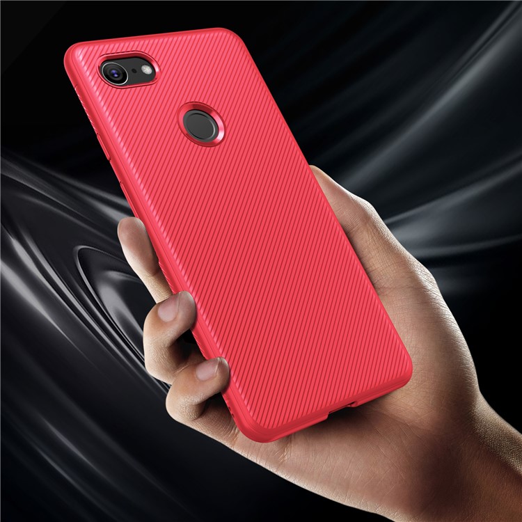 Twill Texture TPU Back Mobile Case for Google Pixel 3 - Red-4