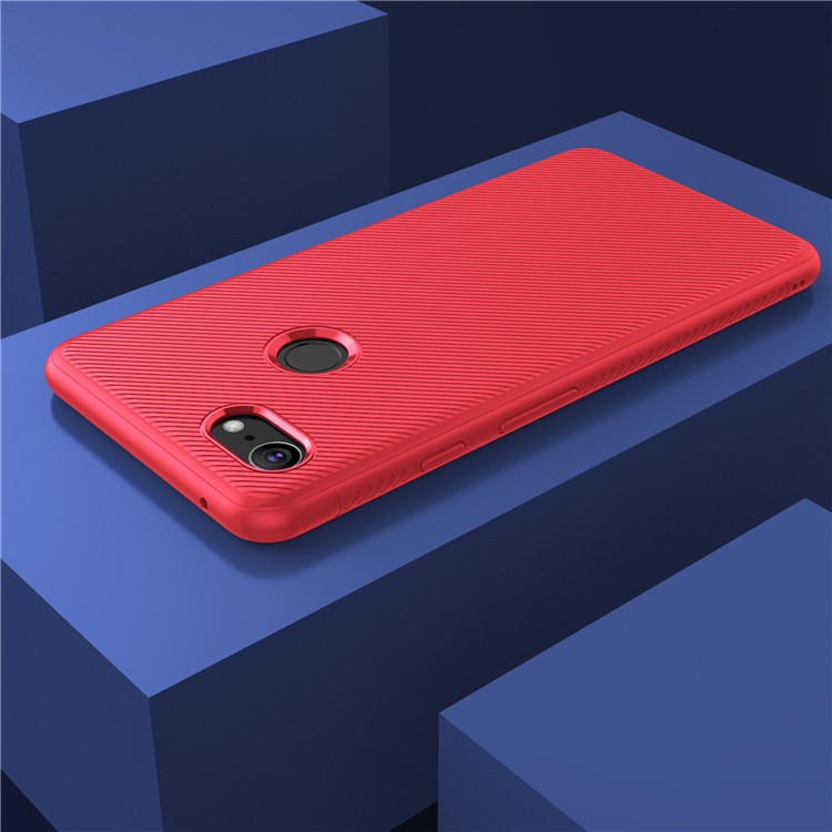 Twill Texture TPU Back Mobile Case for Google Pixel 3 - Red-6