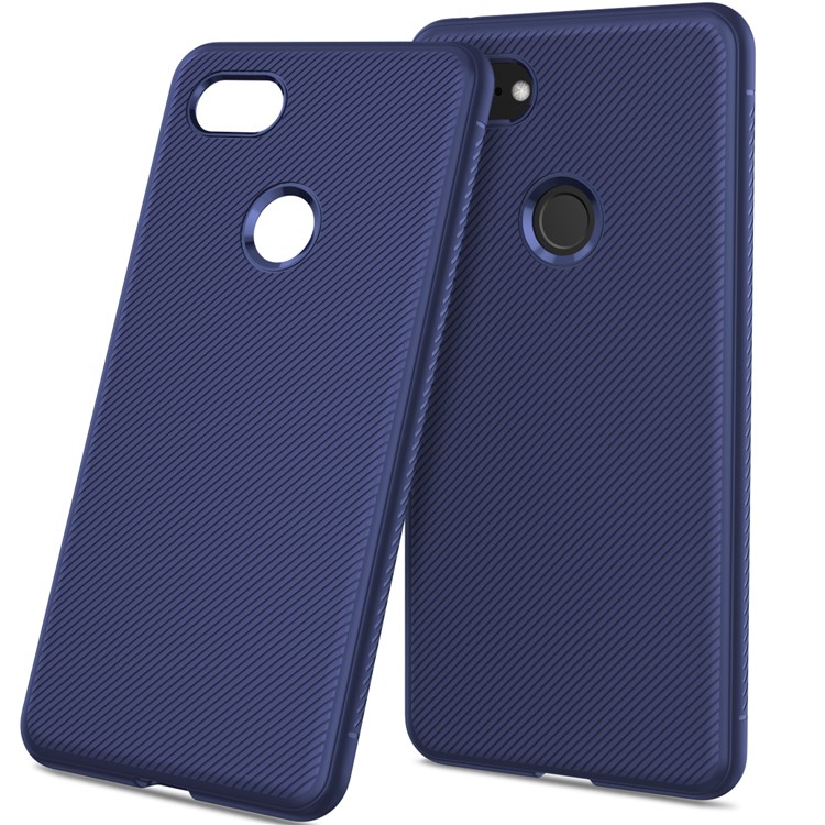Twill Texture TPU Back Mobile Casing for Google Pixel 3 - Dark Blue-1
