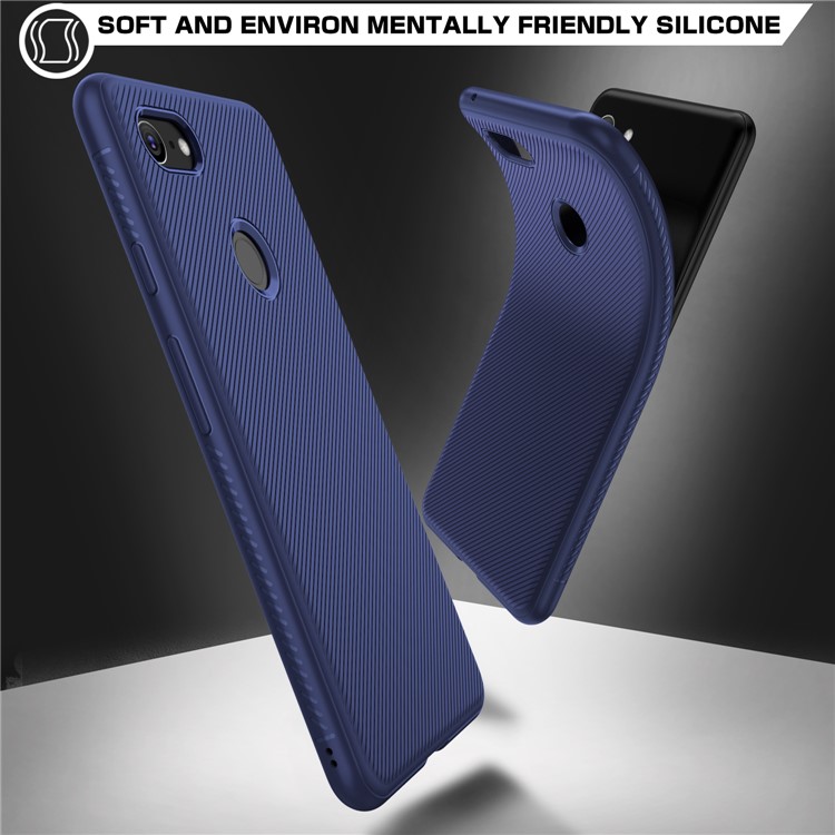 Twill Texture TPU Back Mobile Casing for Google Pixel 3 - Dark Blue-2