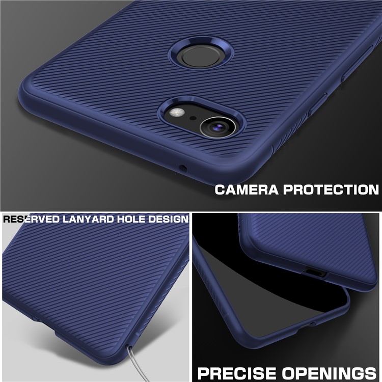 Twill Texture TPU Back Mobile Casing for Google Pixel 3 - Dark Blue-3