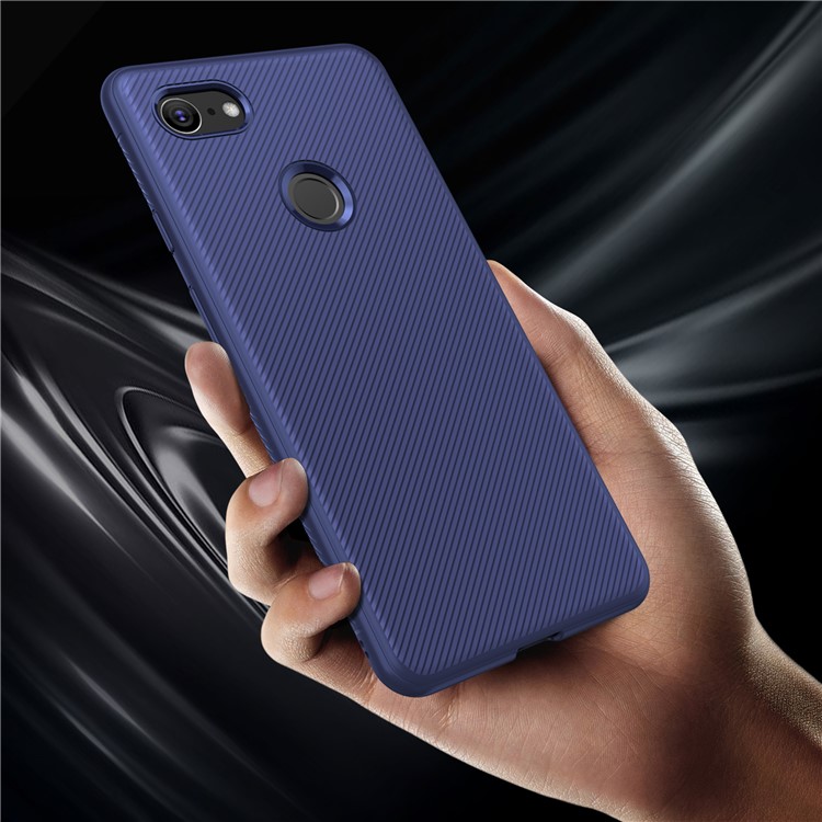 Twill Texture TPU Back Mobile Casing for Google Pixel 3 - Dark Blue-4