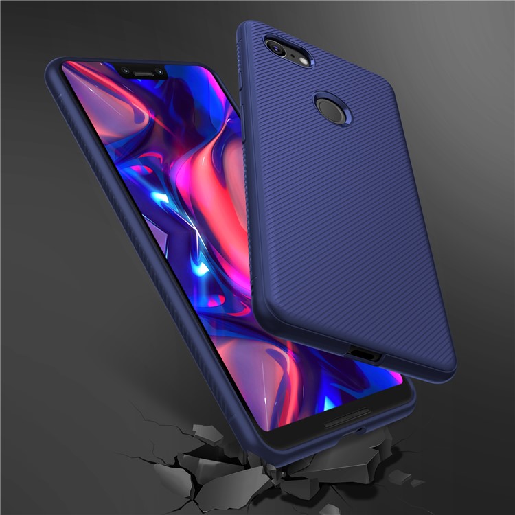 Twill Texture TPU Back Mobile Casing for Google Pixel 3 - Dark Blue-5
