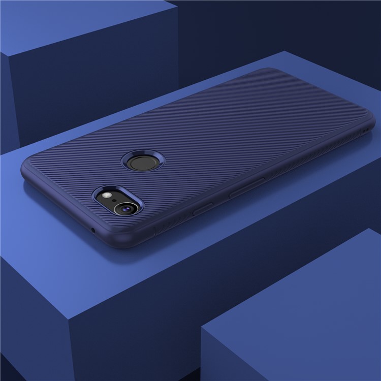 Twill Texture TPU Back Mobile Casing for Google Pixel 3 - Dark Blue-6