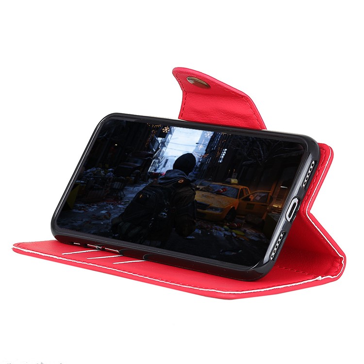 Crazy Horse Textured PU Leather Wallet Phone Shell for Google Pixel 3 XL/XL3 - Red-8