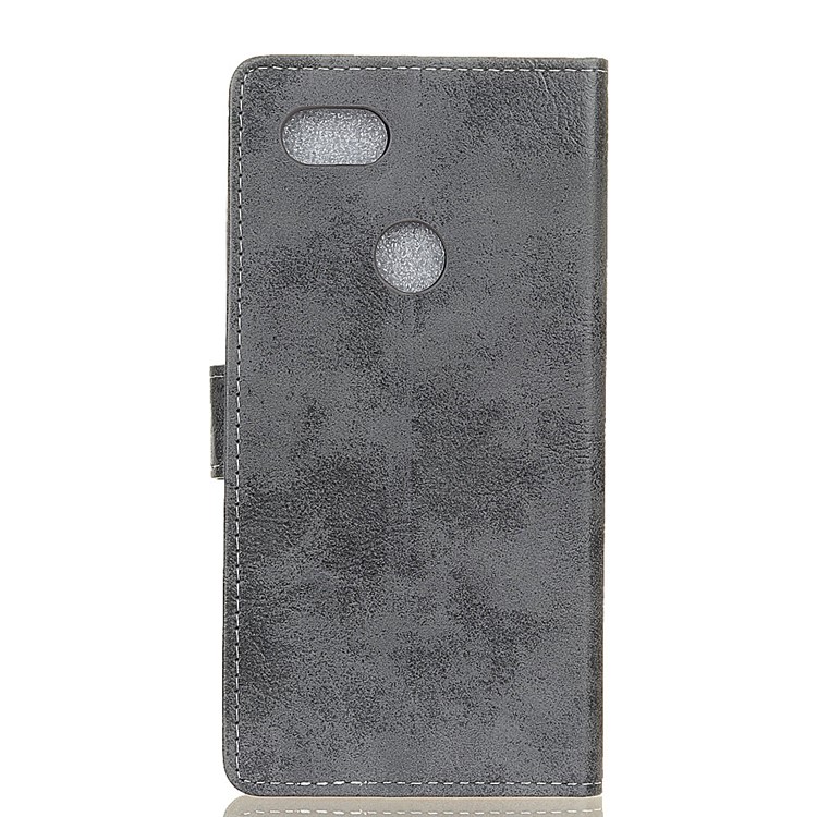 Retro Style PU Leather Wallet Stand Phone Cover for Google Pixel 3 XL / XL3 - Grey-5