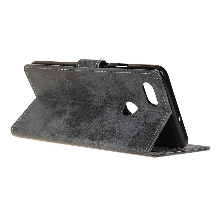 Retro Style PU Leather Wallet Stand Phone Cover for Google Pixel 3 XL / XL3 - Grey-7