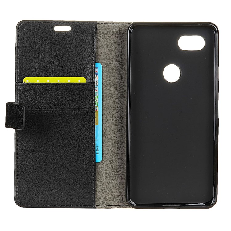 Litchi Skin Wallet Stand Magnetic PU Leather Case for Google Pixel 3 XL / XL3 - Black-5