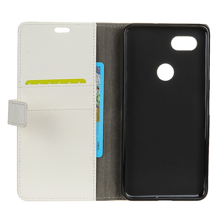 Litchi Skin Wallet Stand Magnetic PU Leather Cover for Google Pixel 3 XL / XL3 - White-5