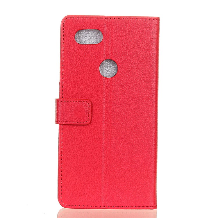 Litchi Skin Wallet Stand Magnetic PU Leather Shell for Google Pixel 3 XL / XL3 - Red-4