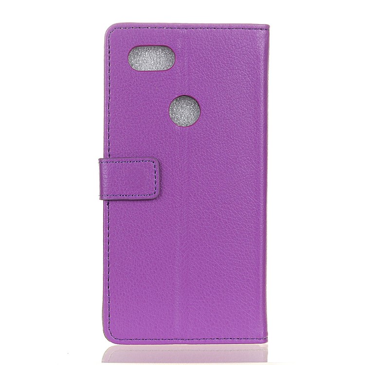 Litchi Skin Wallet Stand Magnetic PU Leather Cell Phone Case for Google Pixel 3 XL / XL3 - Purple-4