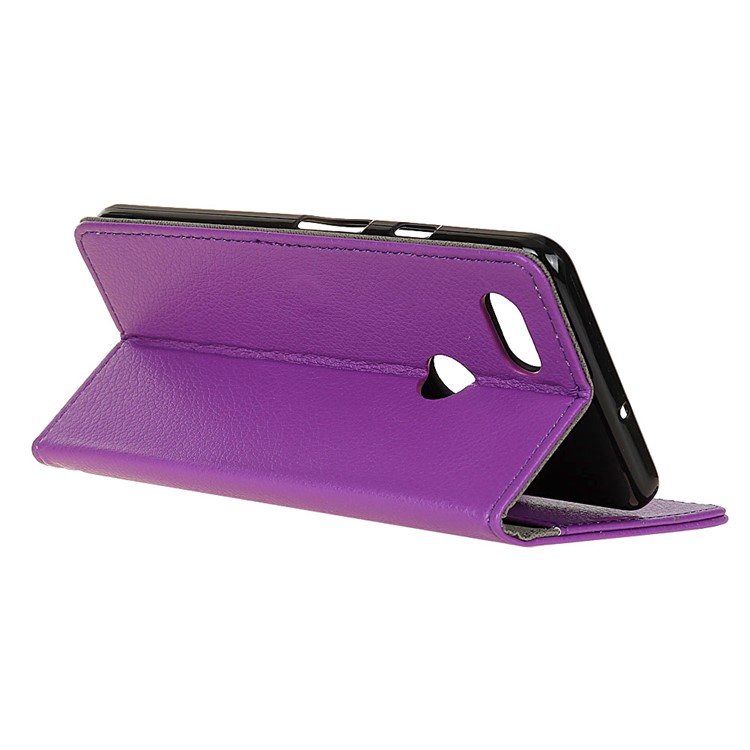 Litchi Skin Wallet Stand Magnetic PU Leather Cell Phone Case for Google Pixel 3 XL / XL3 - Purple-6