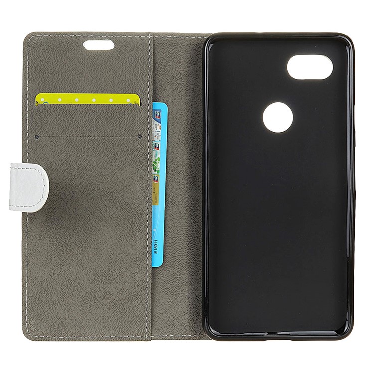 PU Leather Wallet Stand Mobile Phone Case for Google Pixel 3 XL / XL3 - White-4