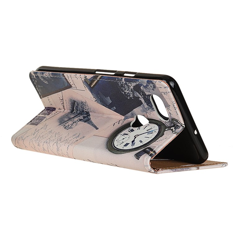 Pattern Printing Stand Wallet Leather Phone Cover for Google Pixel 3 XL / XL3 - Eiffel Tower and Quill-pen-4