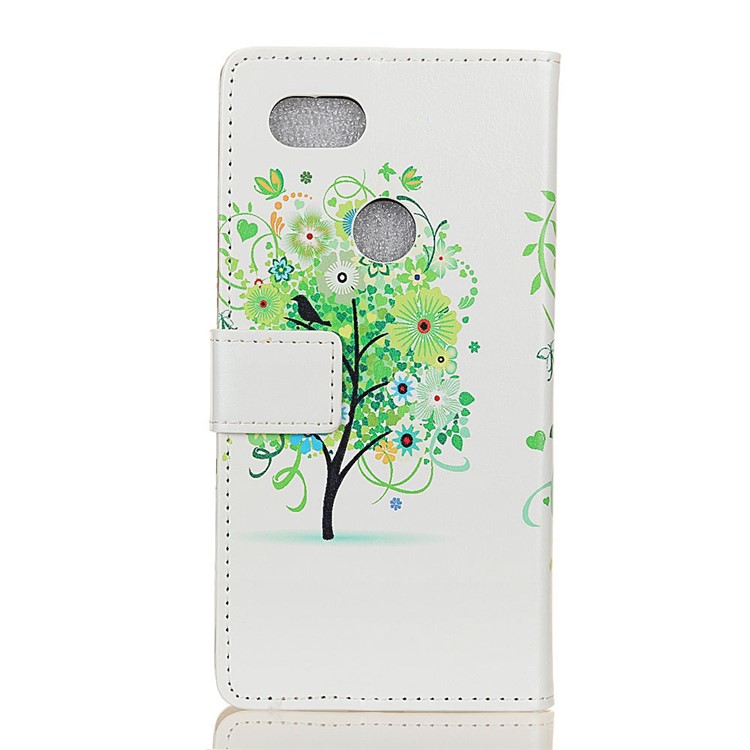 Pattern Printing Stand Wallet Leather Mobile Phone Cover for Google Pixel 3 XL / XL3 - Green Flowers Tree Birdcage-3