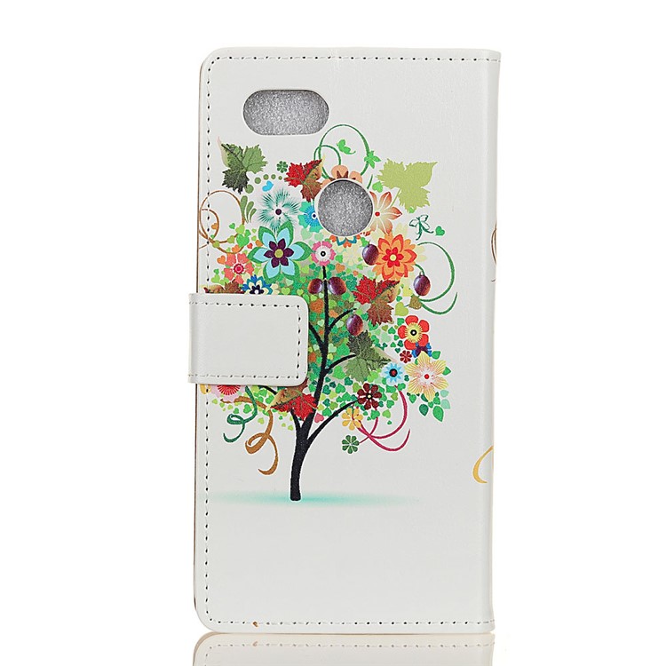 Pattern Printing Stand Wallet Leather Cell Phone Cover for Google Pixel 3 XL / XL3 - Flowers Tree with Fruits-3