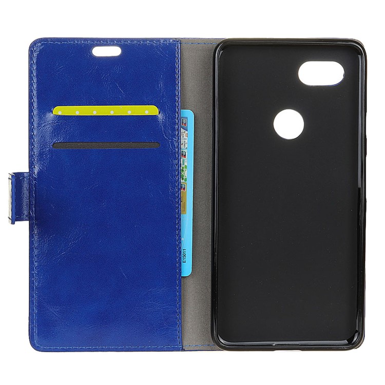 Crazy Horse Texture Wallet Stand Leather Case Accessory for Google Pixel 3 XL / XL3 - Blue-2
