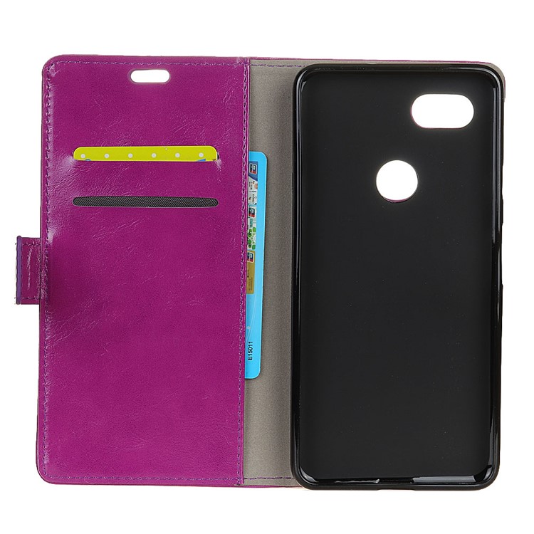 Crazy Horse Texture Wallet Stand Leather Cellphone Cover for Google Pixel 3 XL / XL3 - Purple-4