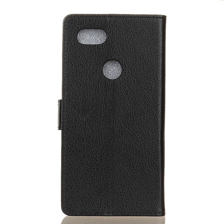 Litchi Skin Wallet Stand Leather Cell Phone Cover for Google Pixel 3 - Black-3